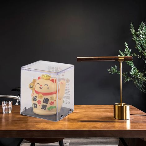 Chat porte-bonheur solaire de bureau avec pattes qui font coucou, panneau solaire, ornement chat porte-bonheur photosensible de 5 cm (2 pouces) jaune (1/5)