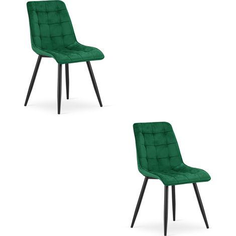 Chaise - leobert - split - velours vertpieds noirs - lot de 2 211770220 (1/5)