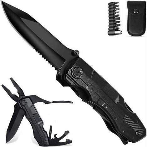 Pocket Knife, 10-in-1 Multifunctional Stainless Steel Swiss Army Knife with Pliers, Screwdriver, Bottle Opener for Camping Hiking MUMU (1/4)