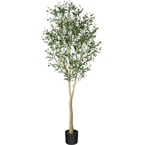Arbre olivier artificiel 180cm avec pot noir, décoration intérieure et extérieure (1/5)