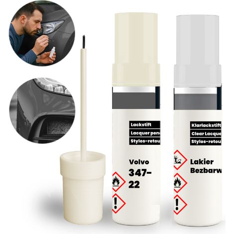 Kit de retoque 2 en 1 para Volvo 347-22: base + barniz transparente para reparar arañazos y desconchones.