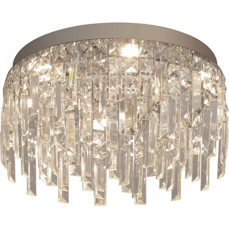 Plafonnier LED acier inoxydable cristal, 30W, Ø40cm, 3 températures, Ra90 (1/5)