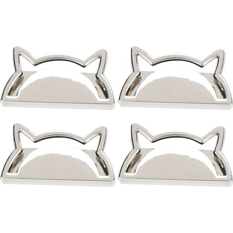 Ensemble de 4 pinces à cheveux décoratives en métal avec boucle chat, accessoires de bricolage pour bagages en cuir et jeans, argentées B01-51-52059 (1/5)