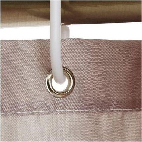Rideau de douche - Hydrofuge Œillets métalliques - Salle de bains - Beige rayures 180x180 cm (1/5)