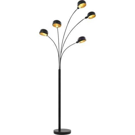 Lampadaire 200 cm 5 x E14 Noir et doré (1/5)