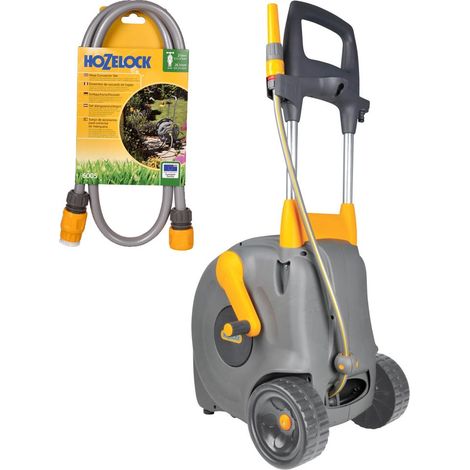 Hozelock Fast Cart Free Standing Garden Watering Hose 40m 2450 & 6005 Connectors (1/4)