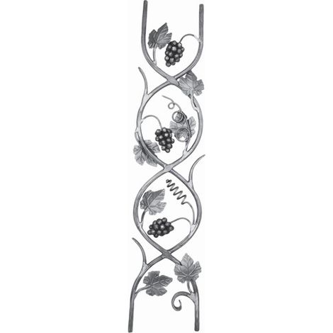 Deco Fer Forge – Décor raisin fer forgé 1000mm x 215mm – Grappes décoratives pour ferronnerie – Élément d'ornement pour intérieur et extérieur