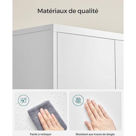 Songmics – Armoire à clés en acier avec 5 étagères réglables – Doubles portes – Serrure avec 2 clés – Kit anti-basculement – 40 x 80 x 180 cm – Blanc — vue 4