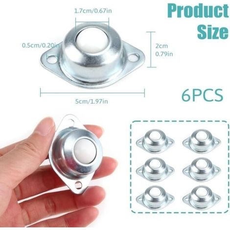 6 Roues Billes de Meubles,Roulette Nylon Meuble 360 Degrés Roulement Convoyeur Roulettes Universel Boules Transfert Billes