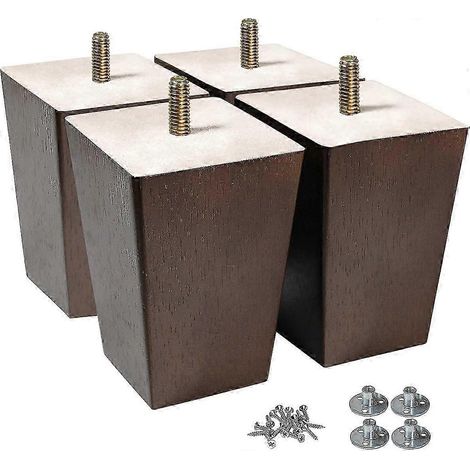 Pieds de canapé carrés en bois brun foncé de 5 cm (2 pouces), ensemble de 4 pièces, 10 cm (4 pouces) (1/5)