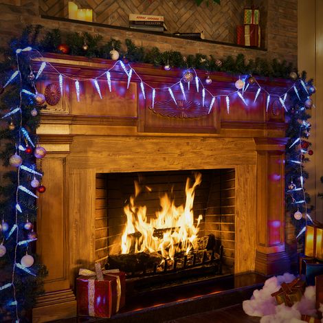 LED Lichterkette Eiszapfen Eisregen Innen Außen Weihnachtsbeleuchtung  40 Eiszapfen LED Blau (1/5)