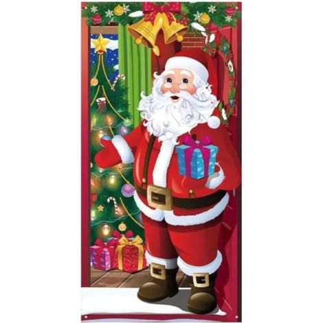 Rideau de Porte de Père NoëlDécoration Extérieure de NoëlRougePolyesterExtérieur (1/5)