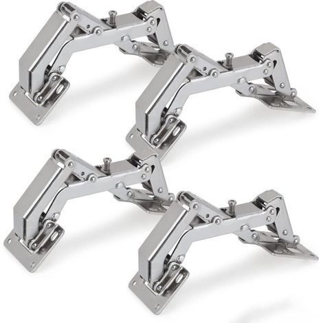 Charnière invisible à grand angle 170° – Acier inoxydable – Lot de 4 charnières avec vis – Pour placards et armoires de cuisine (1/5)