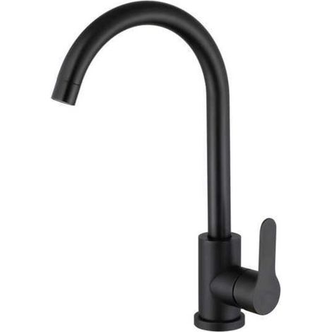 Robinet Lavabo Haut Pivotant à 360°, Robinet Lavabo Salle de Bain Monocommande avec Aérateur Démotable, Noir (1/4)
