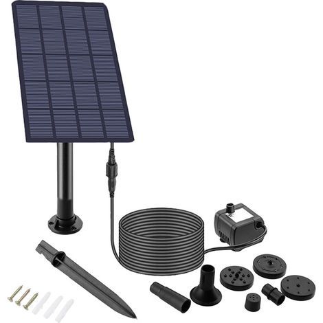 Pompe à eau solaire pour fontaine extérieure, pompe à eau solaire 2,5 W pour fontaines, étang, kit avec piquet, pompe à énergie solaire pour bain d'oiseaux, étang, jardin, arrièrecour, piscine