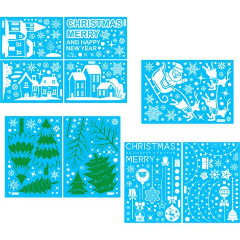 Hängende Fensterdekorationen, statisch haftende Schneeflockenaufkleber, „Frohe Weihnachten“-Fensteraufkleber für Weihnachtsfeierbedarf