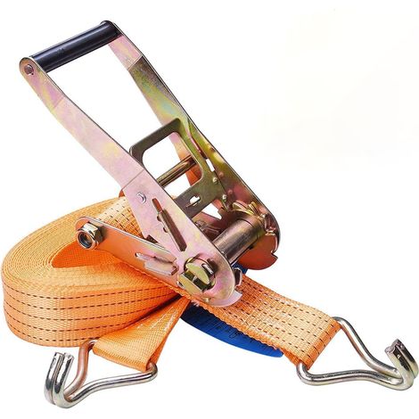 Sangle d'arrimage 10m 50mm 4000 daN en deux parties avec crochet pointu orange