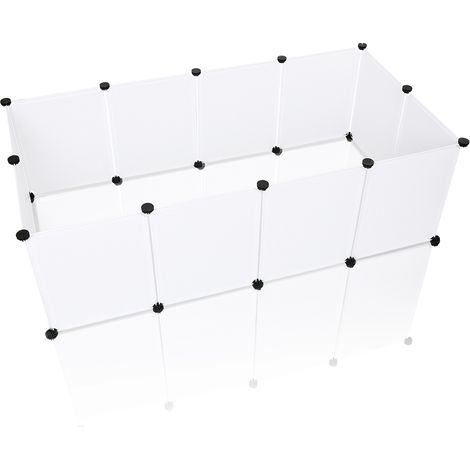 Wolketon Enclos Cage 12Pcs 35x45cm Blanc DIY Clôture pour petits Petits Animaux Clôture modulaire Parc