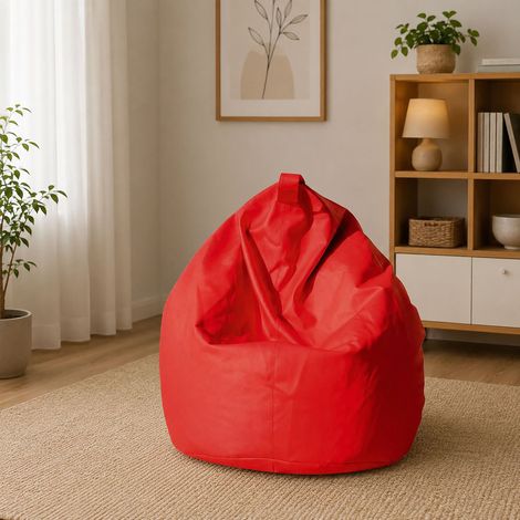 Dmora Pouf a sacco elegante, colore rosso, Misure 80 x 120 x 80 cm, con imballo rinforzato (1/4)
