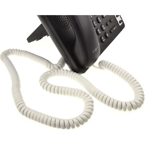 1 Câble spiralé RJ10, Connecteur 4P4C, Cordon blanc, Pour téléphone fixe