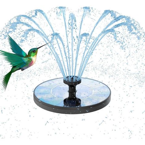 Fontaine à eau solaire pour bain d'oiseaux, version améliorée, avec 6 buses et une pompe solaire flottante indépendante, adaptée aux bassins, jardins et étangs pour le bain d'oiseaux. (1/5)