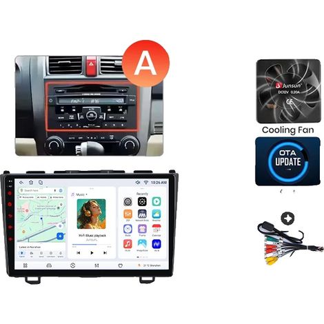 Radio para coche, compatibilidad con smartphone, reproductor multimedia, compatible con Honda CR-V Mk3 (RE) 2006-2012, navegación GPS Android con ventilador de refrigeración integrado, V7 (6GB-128GB)  (1/2)