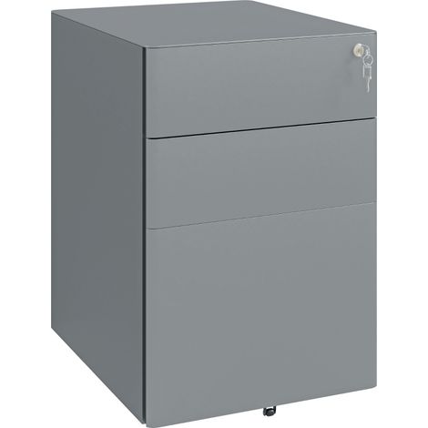 Lockable Cabinet, Rolling Filing Cabinet with 3 Drawers, Steel Office Drawer Unit for A4, Letter, Legal Sized Files