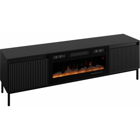 Meuble TV Comfivo Delruva III, Noir, Le nombre de portes: 0, Nombre de tiroirs: 0, 174x52x40cm