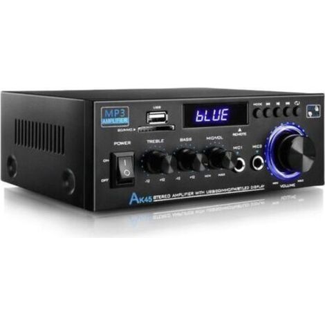 Amplificateur audio, amplificateur Hi-Fi, amplificateur stéréo 2 canaux 80 W, Bluetooth 5.0, 12-240 V, écran LCD, radio FM portable, entrée carte SD/USB, pour la maison ou la voiture