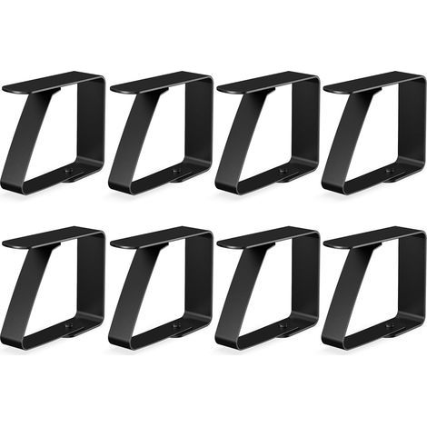8 x Pinces à Nappe Noir pour Tables d'une épaisseur de 3 cm - - Pinces à Nappe en Acier Inoxydable pour l'intérieur et l'extérieur - - Pinces à Nappe faciles à Nettoyer (1/5)
