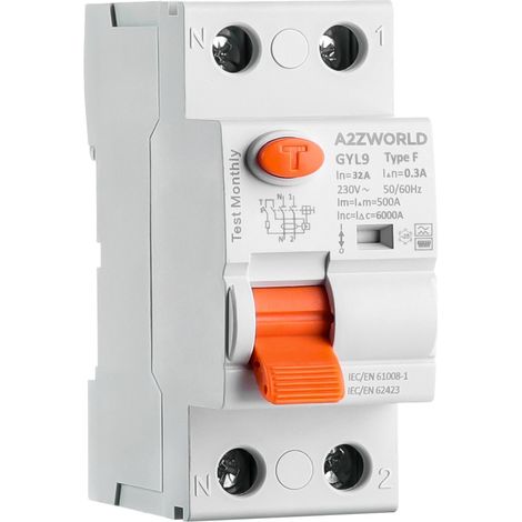 RCCB Interruttore Differenziale Puro Tipo F 1P+N 2M 6000A 300mA AC 230V IP20 IEC61008-1 GYL9, Disponibili 16A 25A 32A 40A 63A (32A)