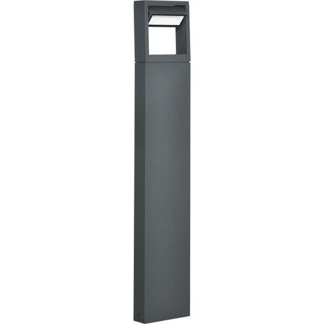 Borne Lumineuse LED Extérieure 8W 3000K IP65 - Potelet Éclairage Allée et Jardin Réglable 45° en Aluminium Gris Foncé 90 cm (1/5)