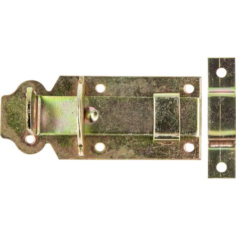 MASTERPROOF PROFESSIONAL Schlossriegel 100 mm, gerade mit flachem Griff und Schlaufe, Stahl gelb verzinkt (1/4)