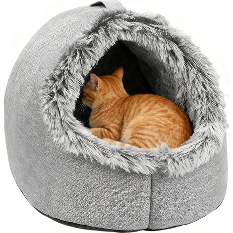 Lit Maison pour Chat,Nid Doux avec Poignée De Transport,Lit (1/5)