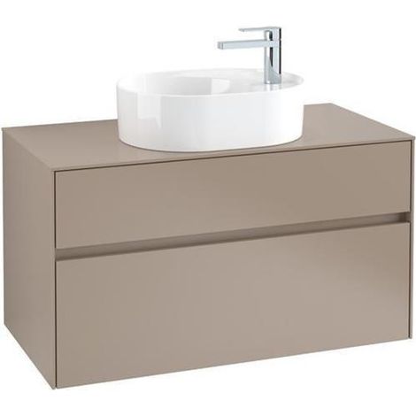 Villeroy &amp Boch Collaro Meuble pour lavabo 1000x548x500 mm, 2 tiroirs, pour lavabo au milieu, C054L0, Coloris: Façade/carcasse : Blanc brillant, poignée : Blanc mat - C054L0DH