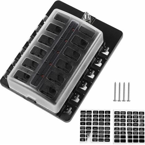 F004A12P Fuse box with light, 1 in, 12 out (1/5)