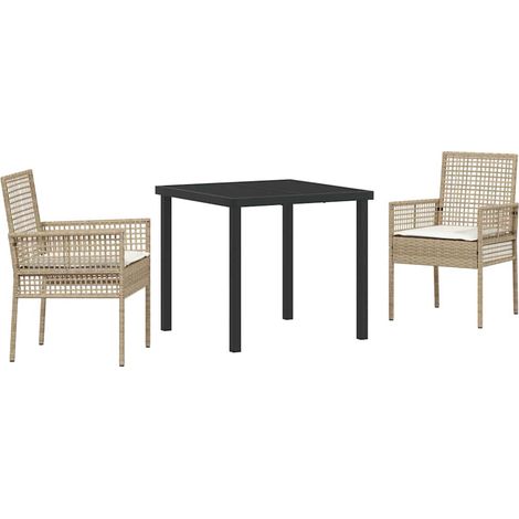 Maison Exclusive - Ensemble de salle à manger pour jardin 3 pcs Beige polyrotin (1/5)