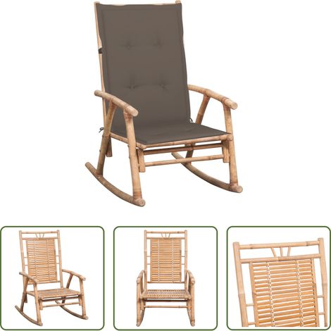Chaise de jardin - Chaise à bascule avec coussin Bambou (1/5)
