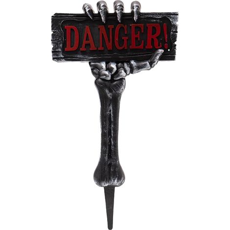 Piquets squelettes d'Halloween 54 cm, panneaux DANGER pour jardin, décoration extérieure effrayante pour pelouse, terrasse ou maison hantée (1/5)