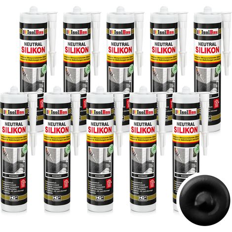 Neutralsilikon Naturstein Silikon Sanitär Marmor Inn/Auß 10 x 300ml Schwarz (1/5)