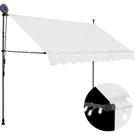 Toldo manual retráctil con LED crema 250 cm vidaXL