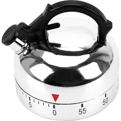 Minuteur de cuisine en forme de théière - Outils, ustensiles et accessoires de cuisine - Minuteur mécanique de 60 minutes avec compte à rebours et alarme (1/5)