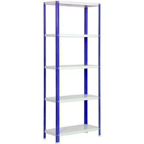 SimonRack Scaffale da Ufficio/Libreria, 1800x1000x400 mm, 5 Ripiani, 100 kg per Ripiano, Metallo Stile Industriale, Blu/Bianco – Simon Home