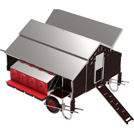 Poulailler mobile 1,5 x 1,8 m avec kit de déplacement en liberté Poulailler d'extérieur (1/5)