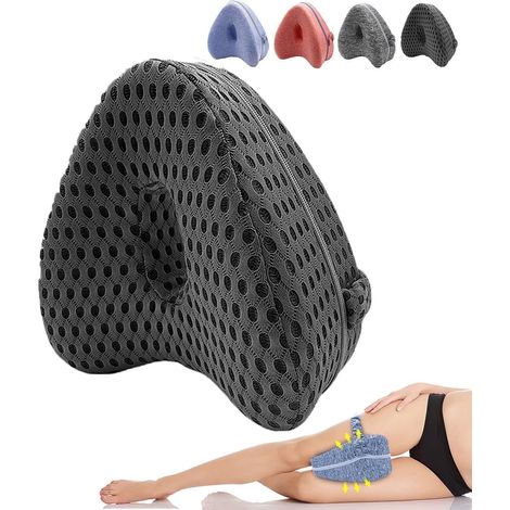 Oreiller genou pour dormeur côté - Alignement bassin et jambes - Soulage sciatique et dos - Mémoire de forme - Noir (1/5)