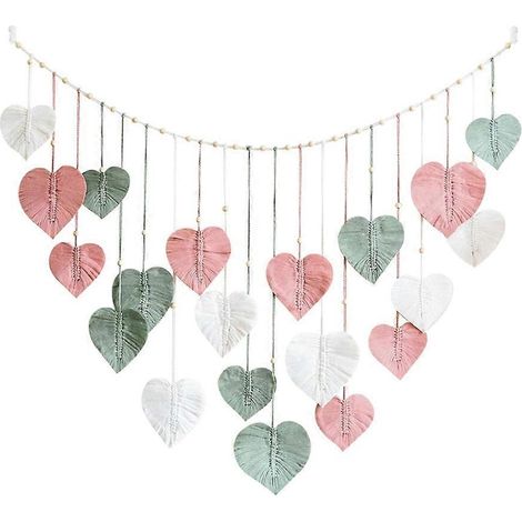 Grande tenture murale en macramé - Décoration bohème chic avec plumes et feuilles en macramé - Idéale pour la chambre ou le salon, 90 x 140 cm (1/5)