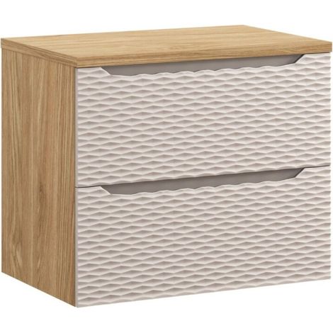 Set da bagno YOKA beige: mobile sottolavabo 70 cm + piano lavabo