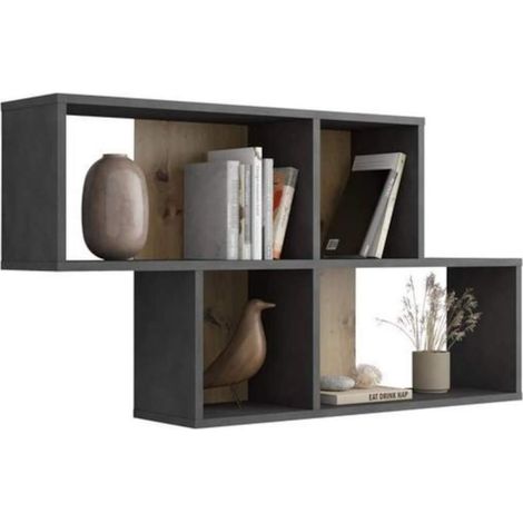Etagère murale 4 cases en bois chêne artisan et matera - ET13042-6