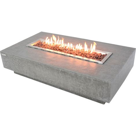HAMPTON Gas-Feuertisch aus Glasfaserbeton 142x81x35 cm hellgrau