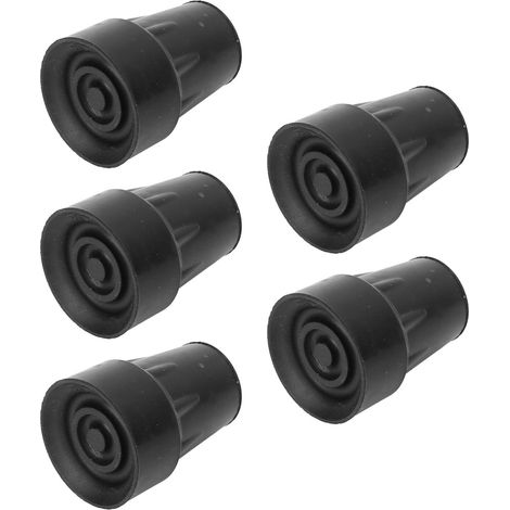Embouts de béquille caoutchouc renforcé 5 pièces, noir, 22mm/8.7in, remplacement robuste pour canne et béquille antidérapante (1/5)